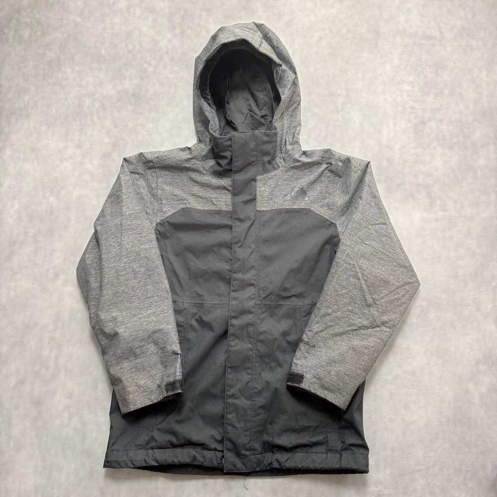 The North Face DryVent‎ Jacket Kids L Grey Black Excellent Hooded Colorblock